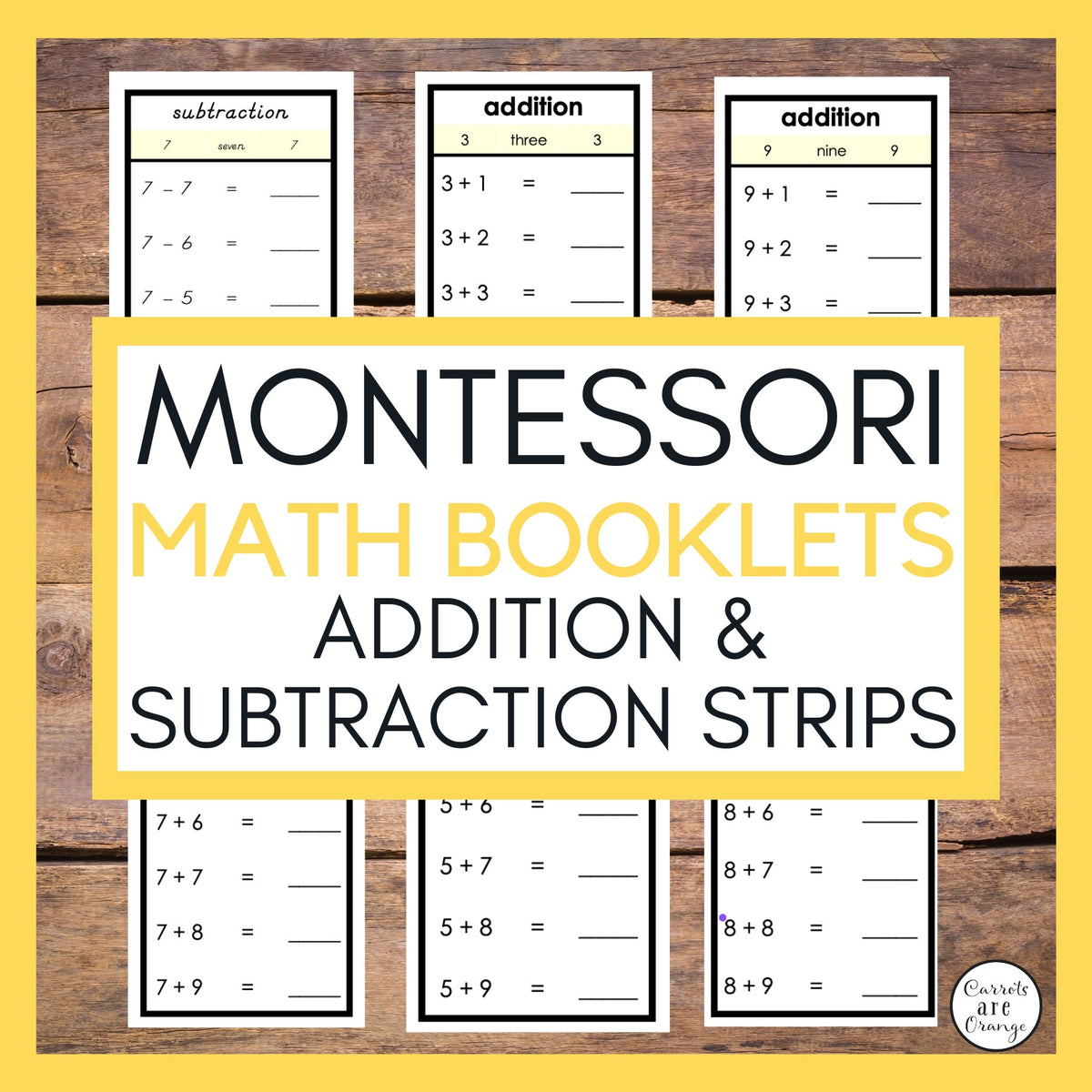 Math] Addition, Subtraction, Multiplication, & Division Strips - Book | Printables by Carrots Are Orange for Free Printable Montessori Multiplication Board