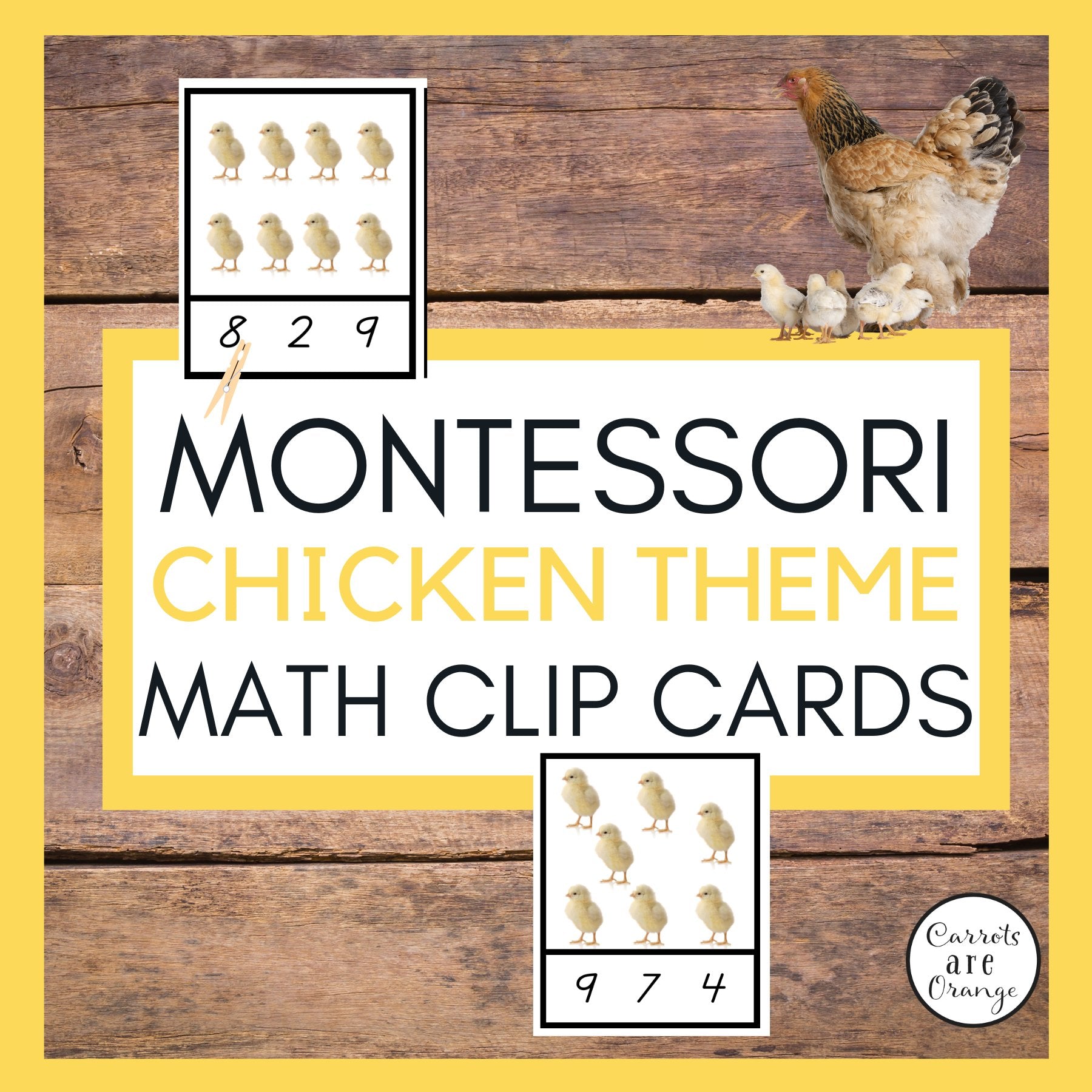 🐣 Math Clip Cards [Chicken Theme] - Printables by Carrots Are Orange