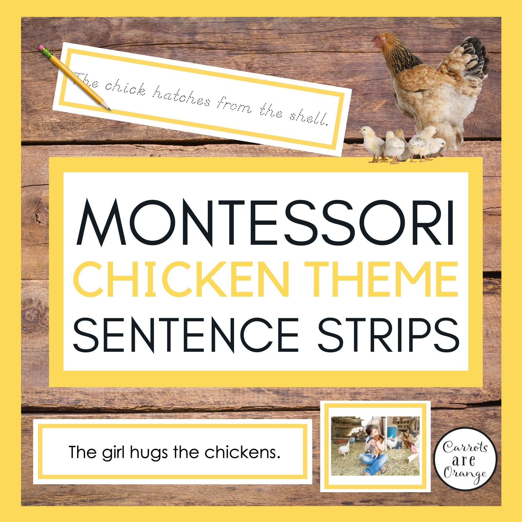 🐣 Sentence Strips [Chicken Theme] - Printables by Carrots Are Orange