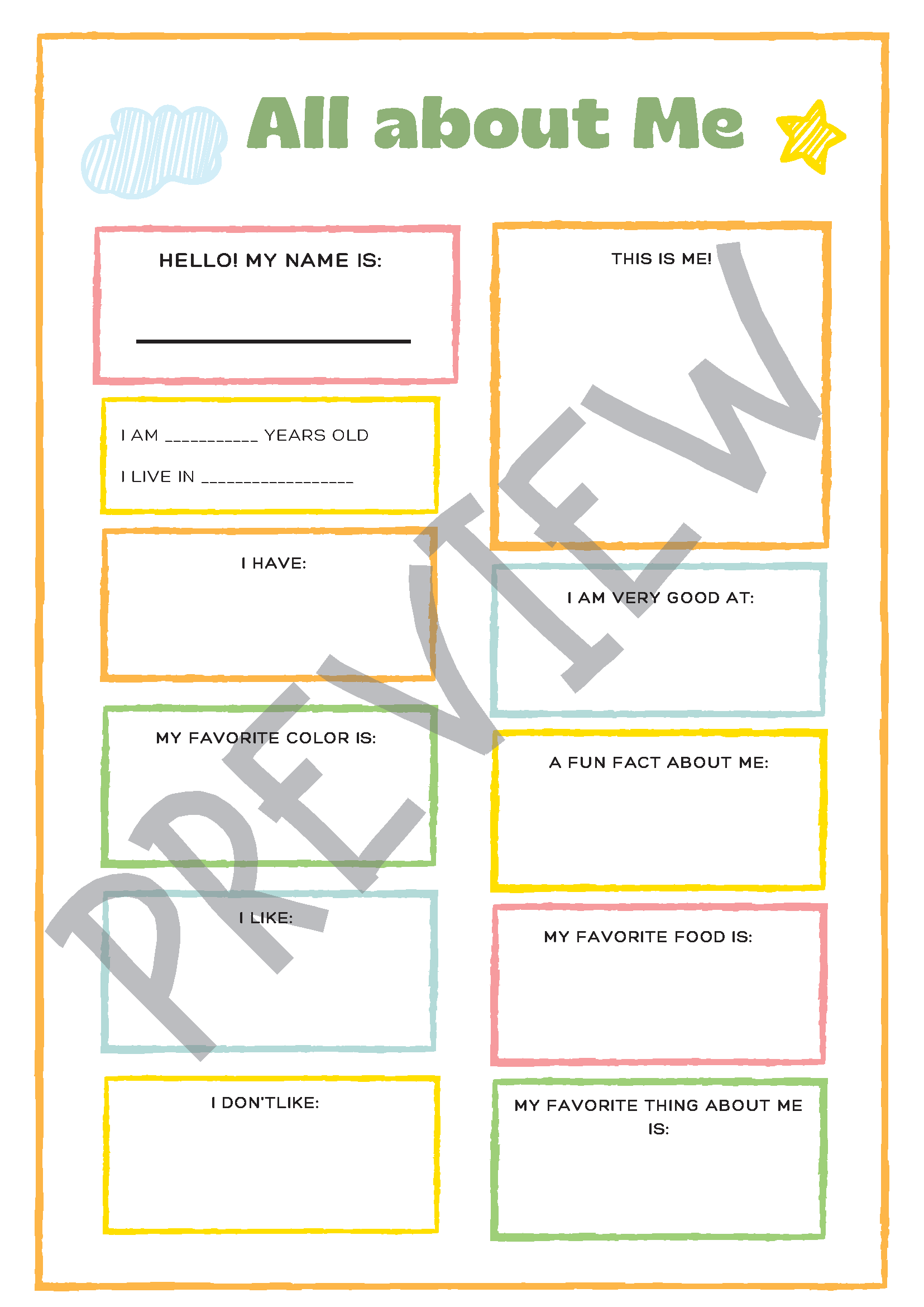 All About Me Worksheets - Printables by Carrots Are Orange