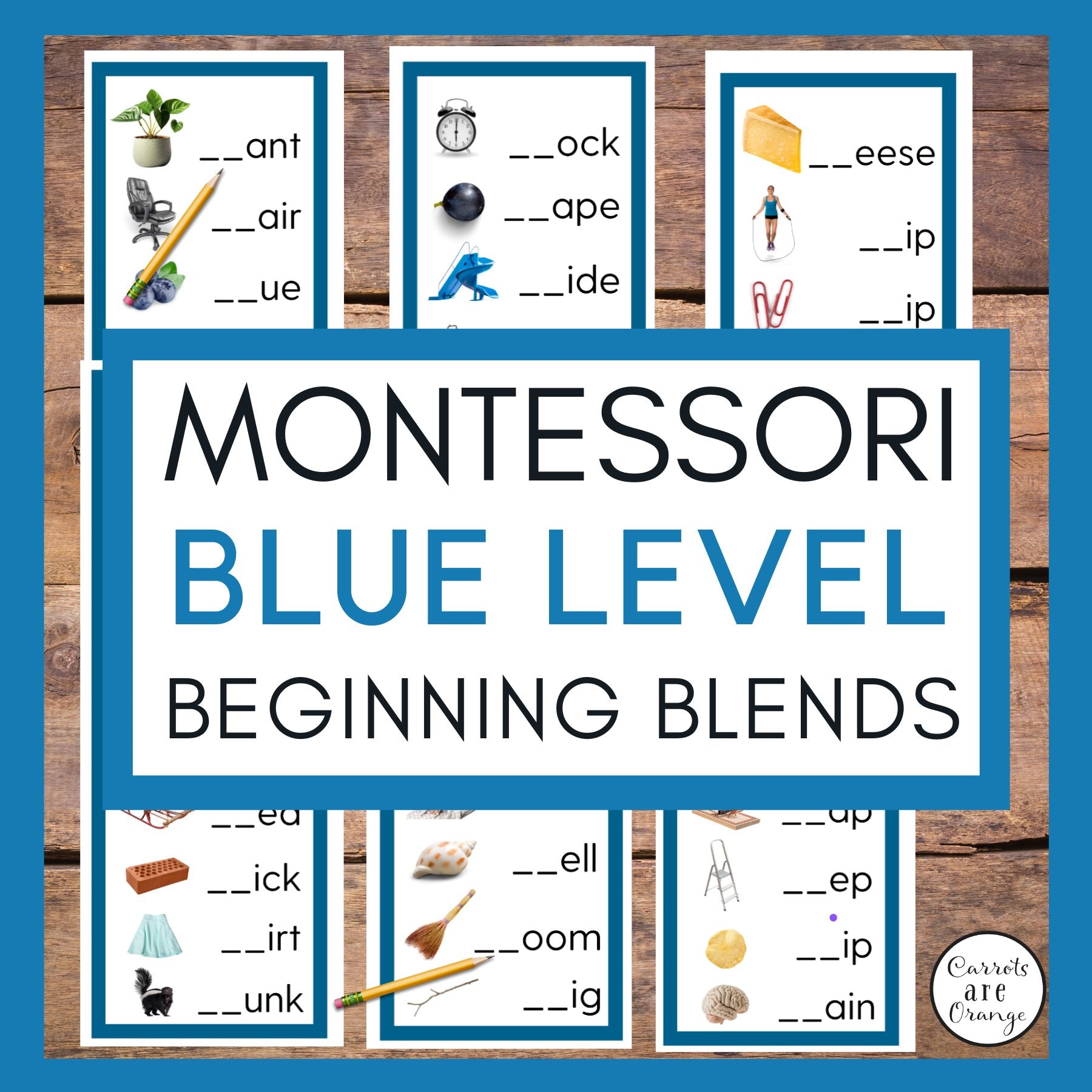 [Blue Level] Beginning Blend Cards - Printables by Carrots Are Orange