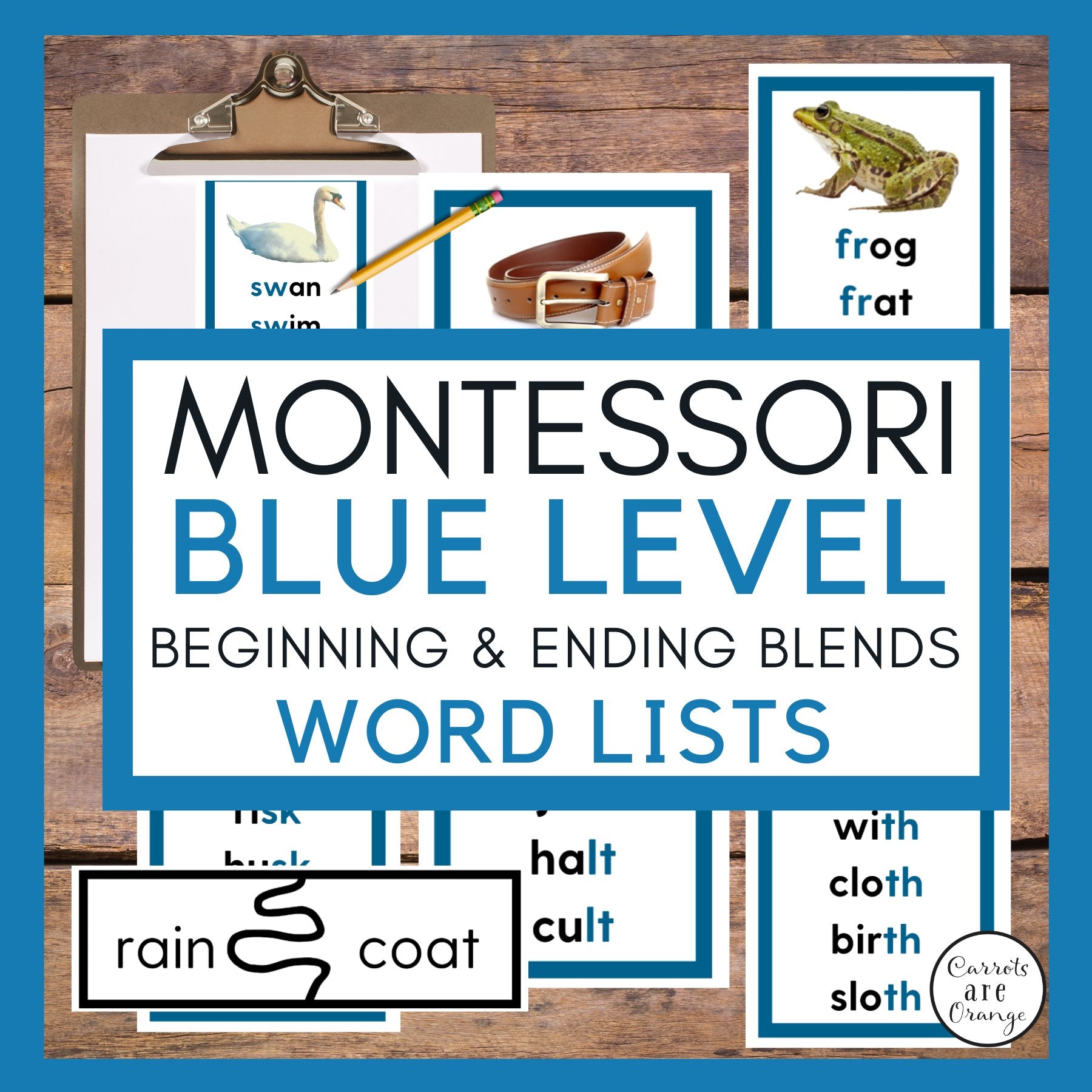 [Blue Level] Beginning & Ending Blend Word Lists - Printables by Carrots Are Orange