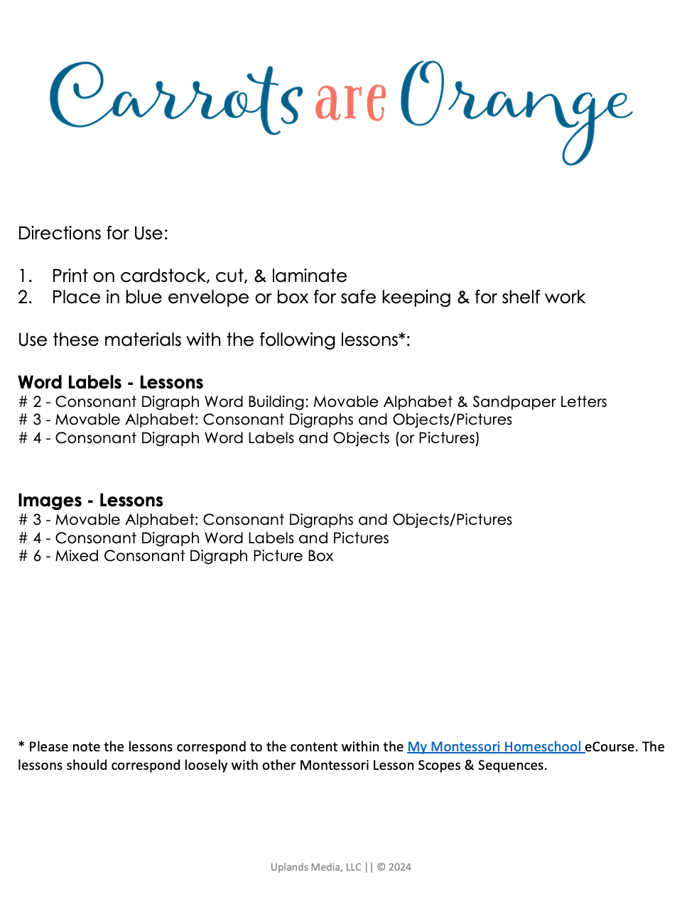 [Bundle] Montessori Language Lessons - Printables by Carrots Are Orange