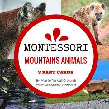 [Geography] 3 Part Cards - Animal Habitats - Animals of the Mountains - Printables by Carrots Are Orange