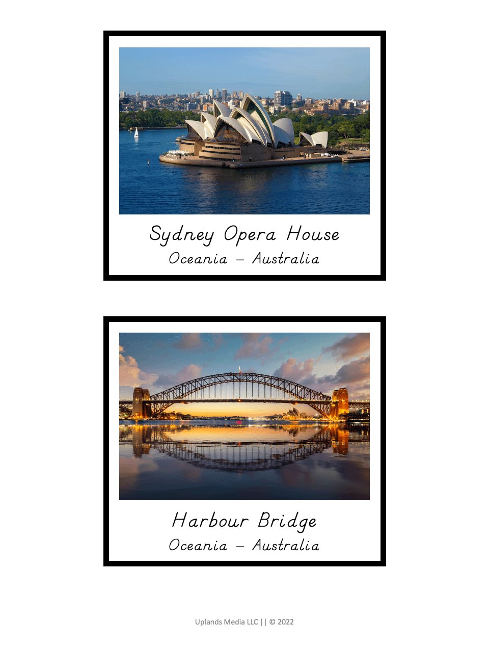 [Geography] 3 Part Cards - World Landmarks - Printables by Carrots Are Orange