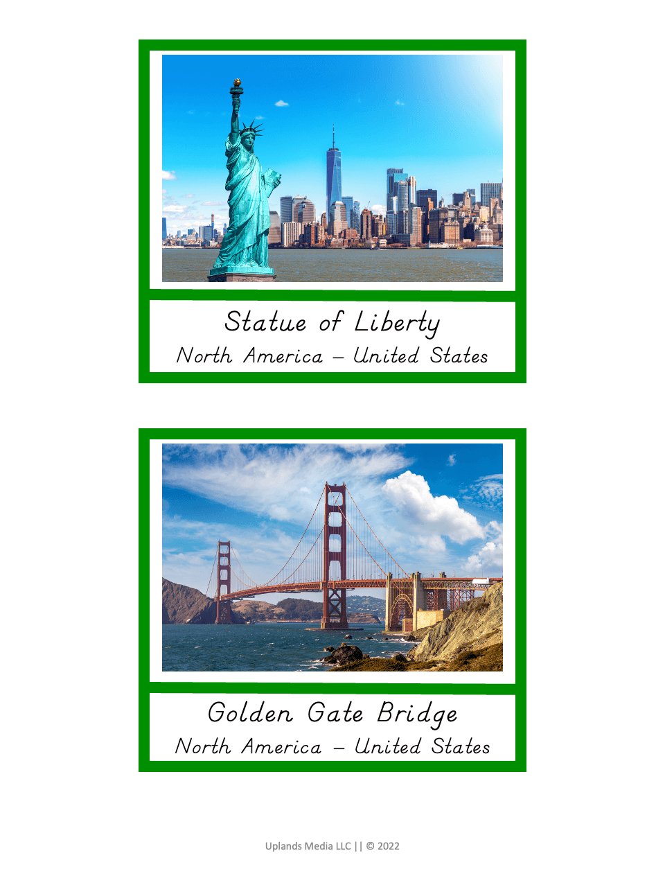 [Geography] 3 Part Cards - World Landmarks - Printables by Carrots Are Orange