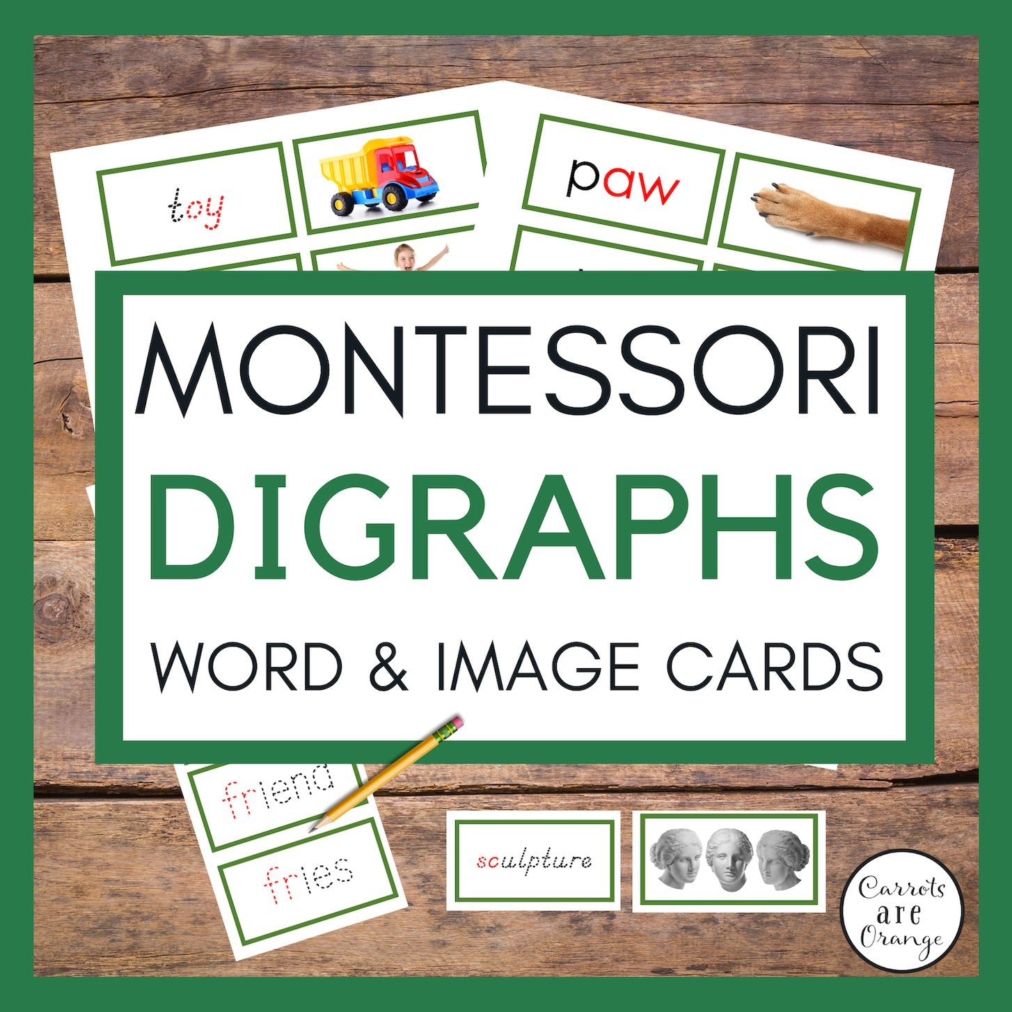 [Green Level] Digraph Word Label & Image Cards #2 - Printables by Carrots Are Orange