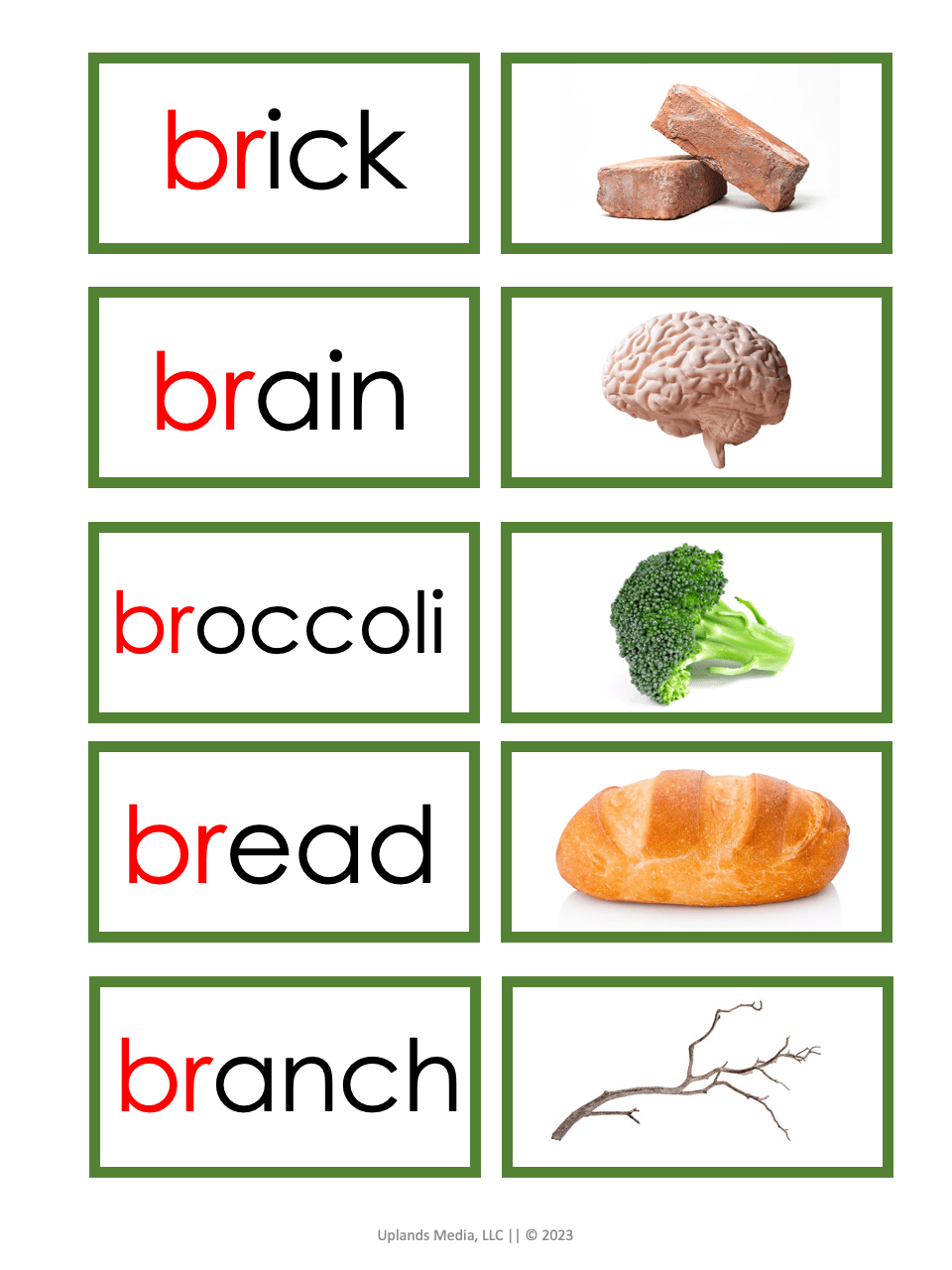 [Green Level] Digraph Word Label & Image Cards - Printables by Carrots Are Orange