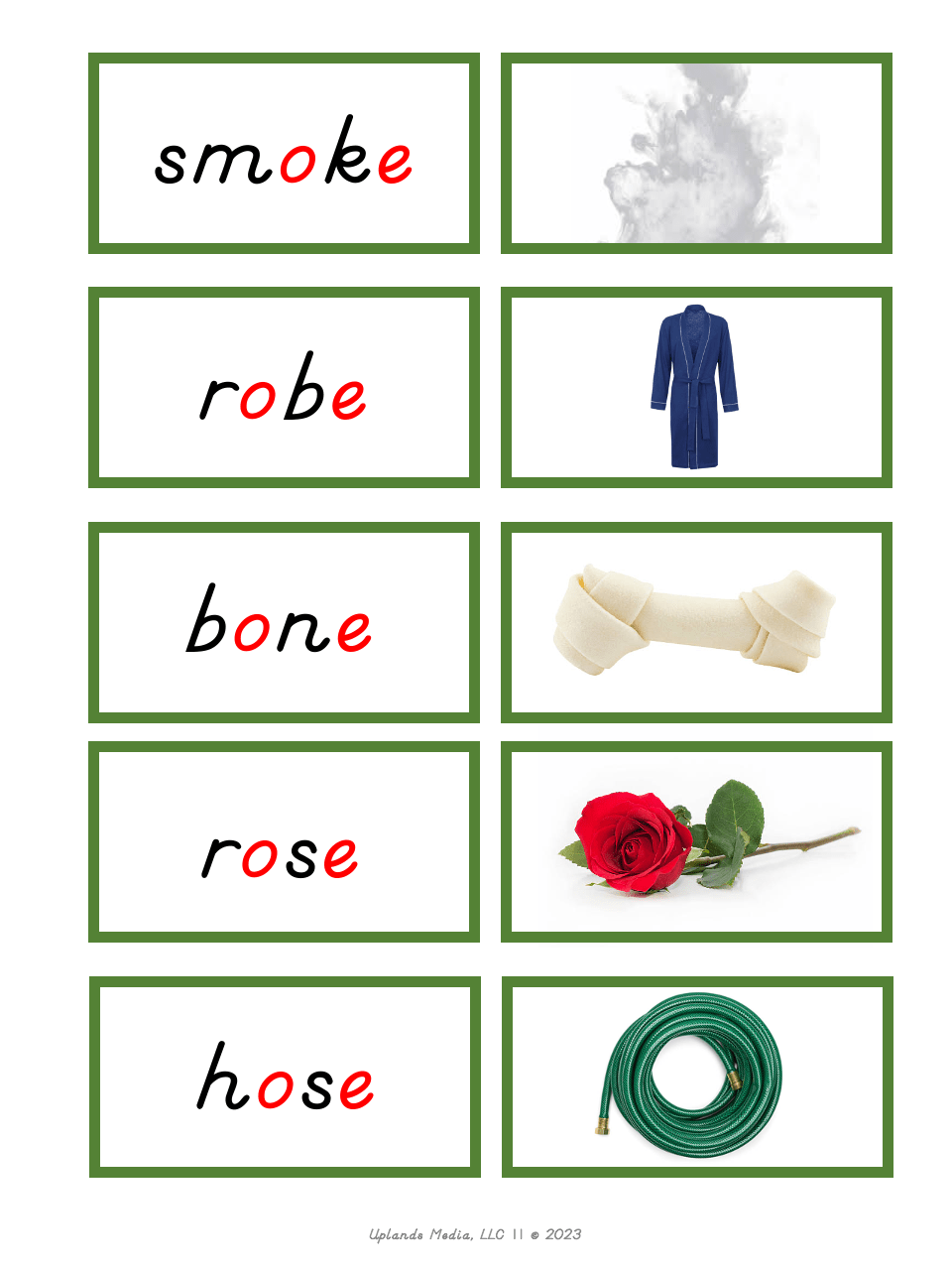 [Green Series] Silent E - Word Label & Image Cards - Printables by Carrots Are Orange