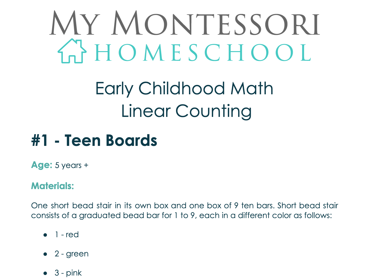 [Lessons] Montessori Early Childhood Math - Printables by Carrots Are Orange