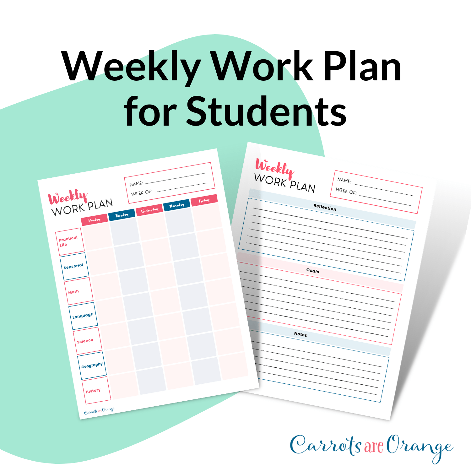 Montessori Weekly Work Plan - Printables by Carrots Are Orange