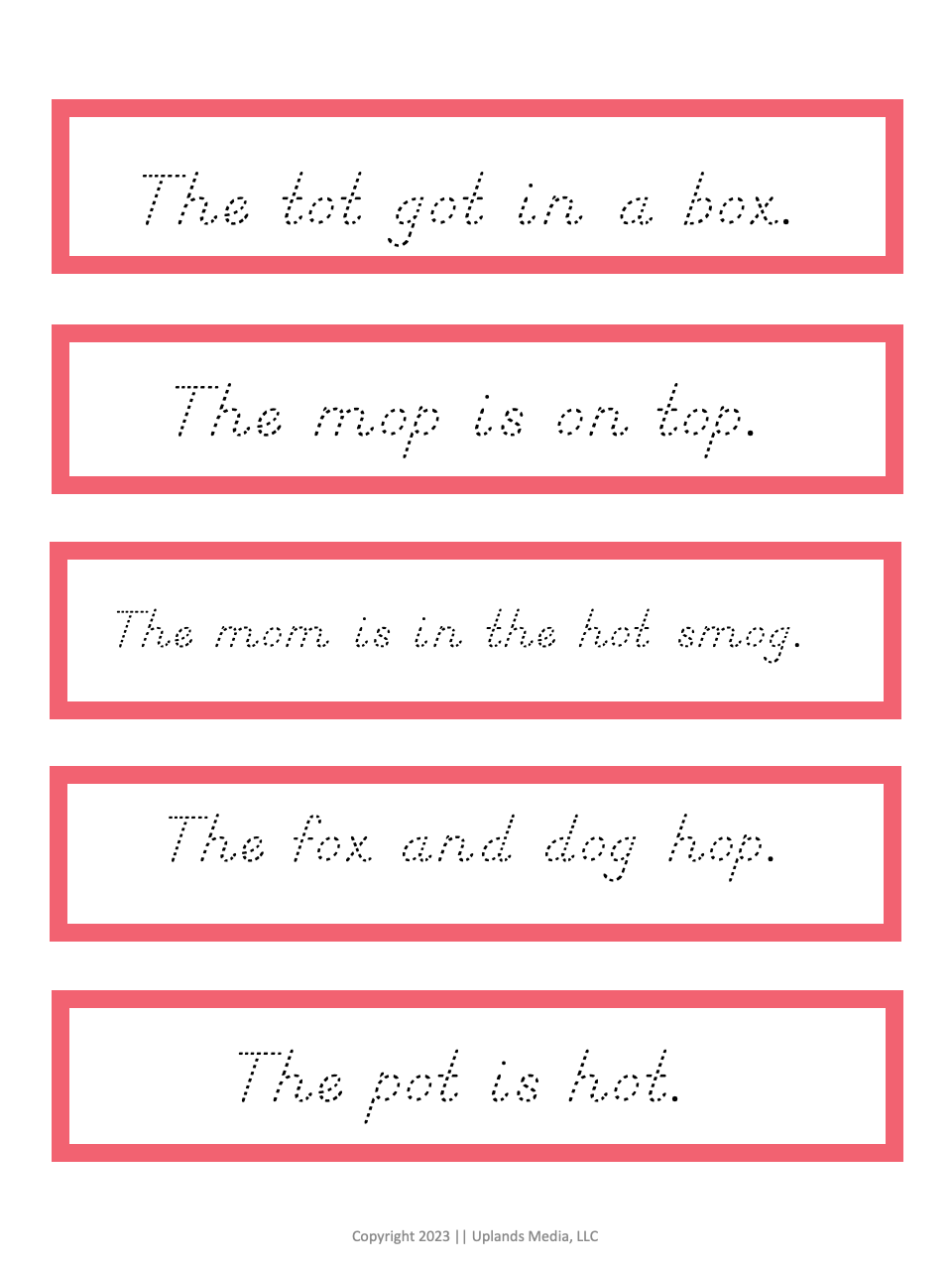 [Pink Level] Short Vowel Sentences - Printables by Carrots Are Orange