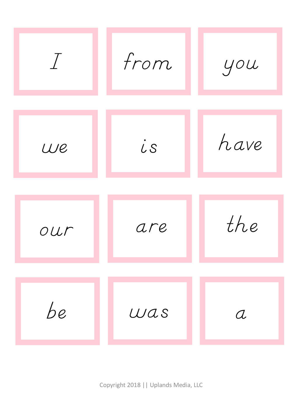 [Pink Level] Sight Word Cards - Printables by Carrots Are Orange