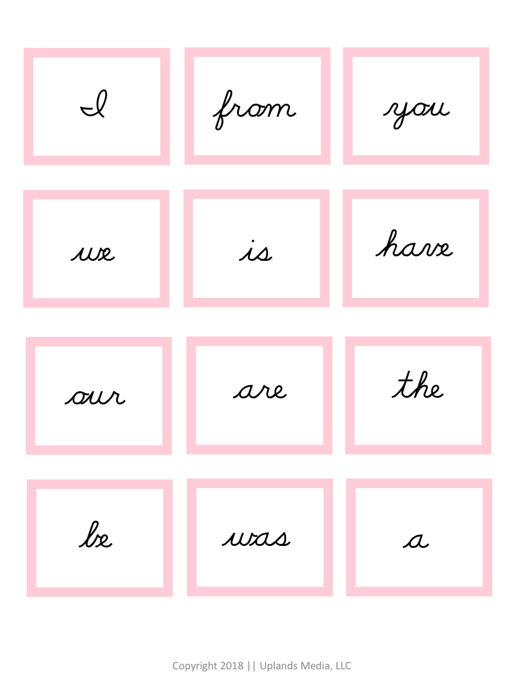 [Pink Level] Sight Word Cards - Printables by Carrots Are Orange