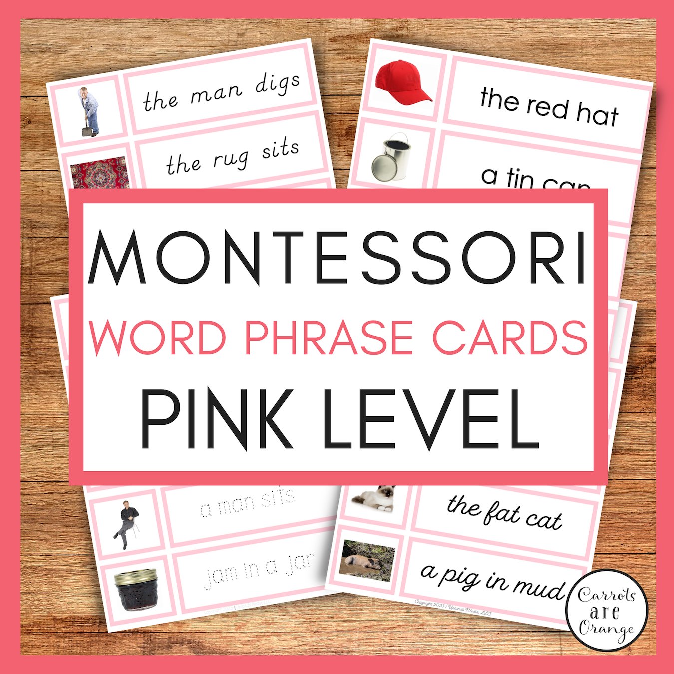 [Pink Level] Word Phrase Cards - Printables by Carrots Are Orange