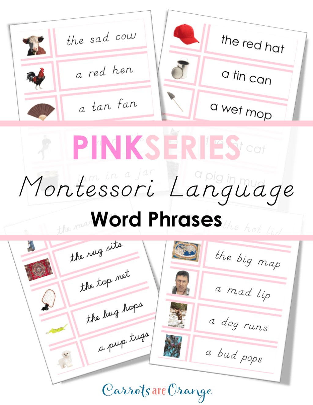 [Pink Level] Word Phrase Cards - Printables by Carrots Are Orange