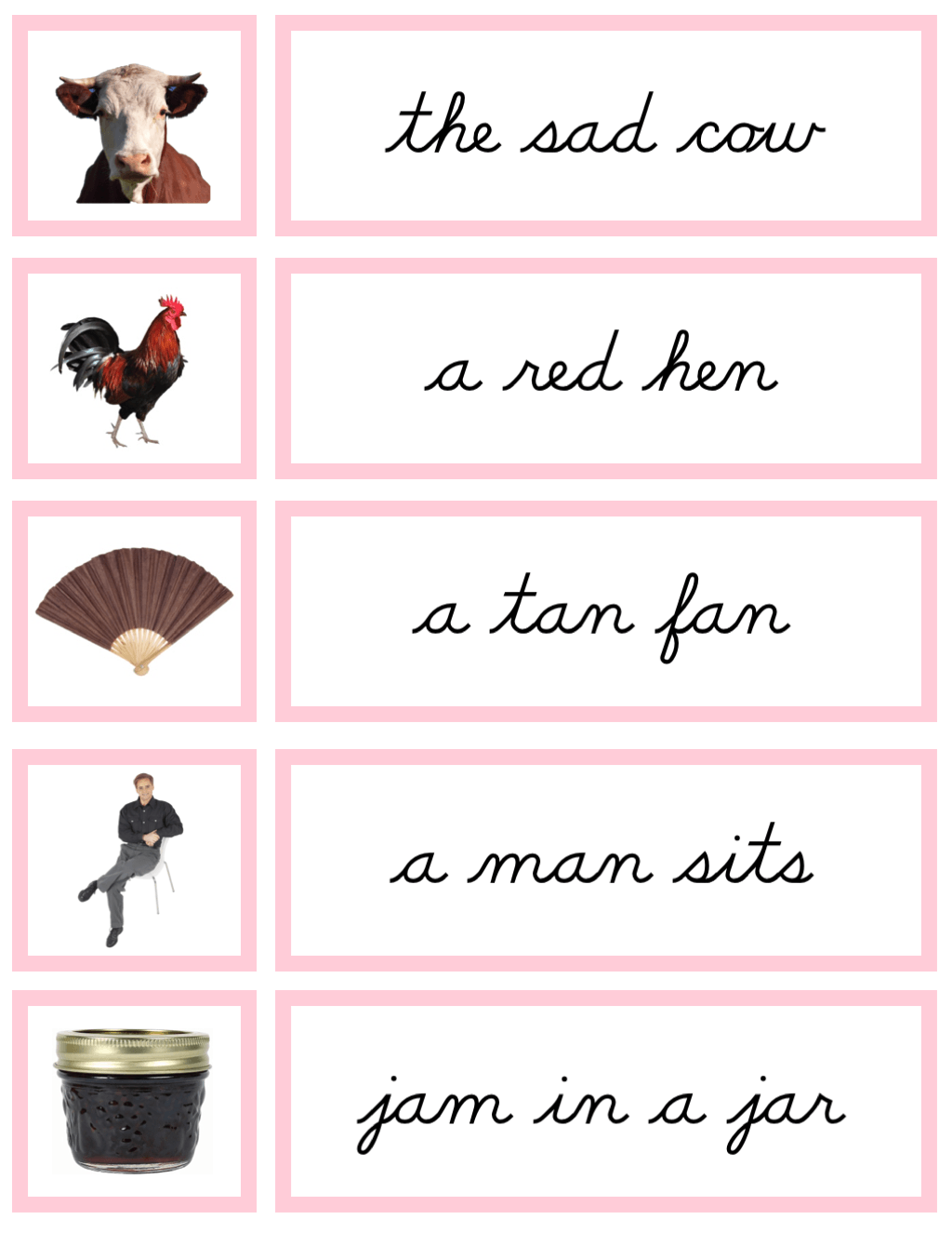 [Pink Level] Word Phrase Cards - Printables by Carrots Are Orange