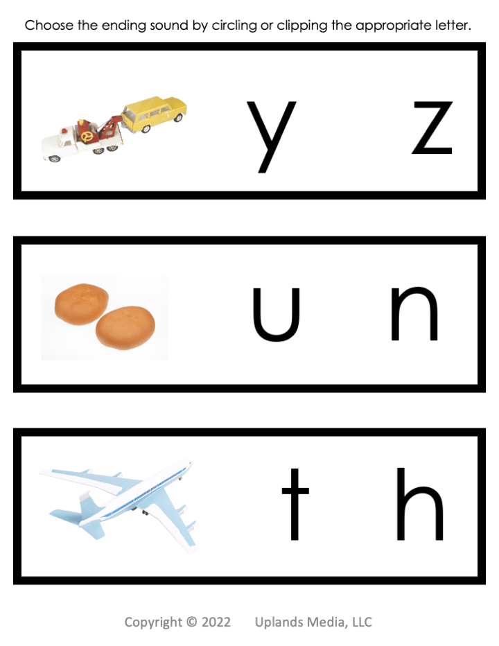 [Pink Series] Choose An Ending Sound Activity - Printables by Carrots Are Orange