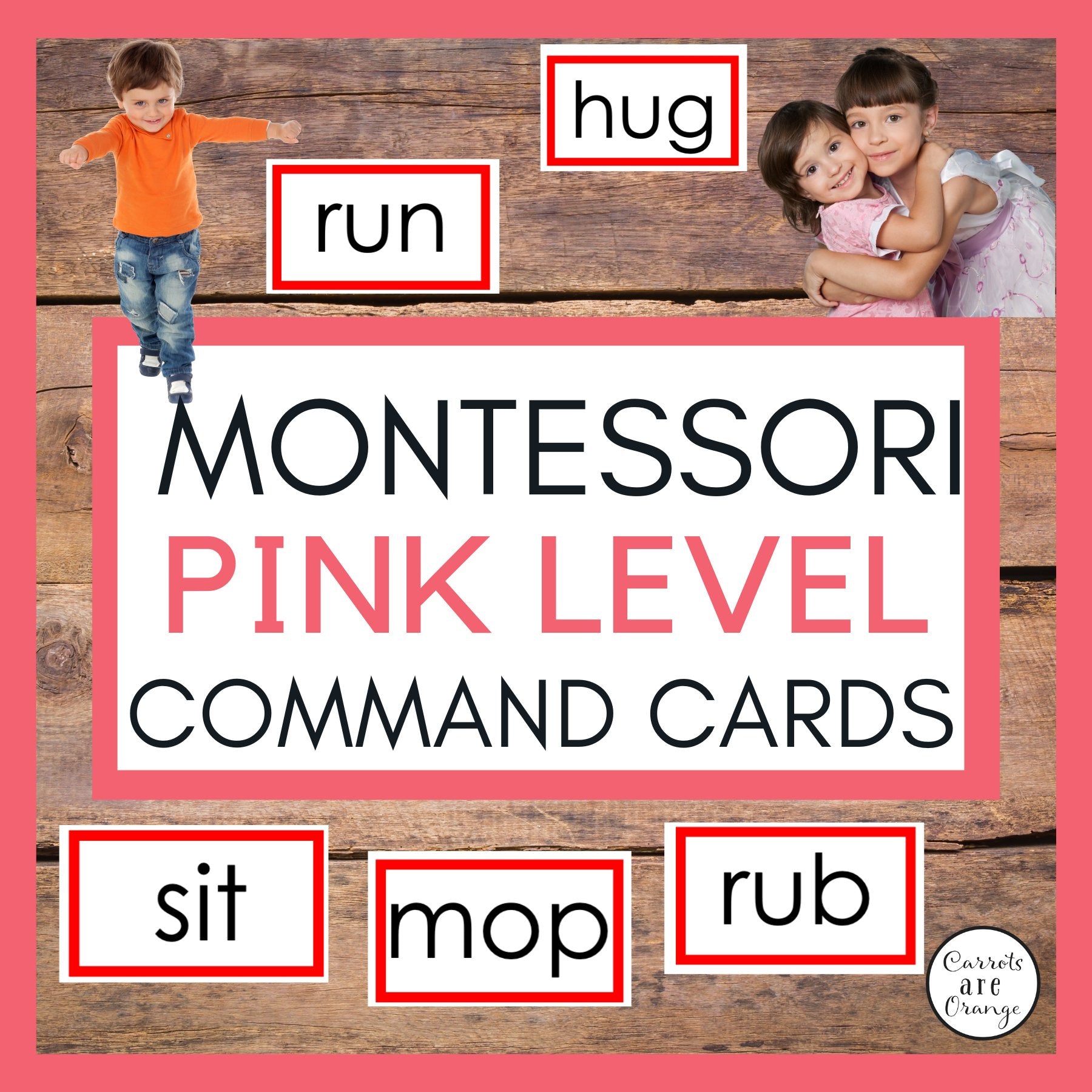 [Pink Series] Short Vowel Command Cards - Printables by Carrots Are Orange