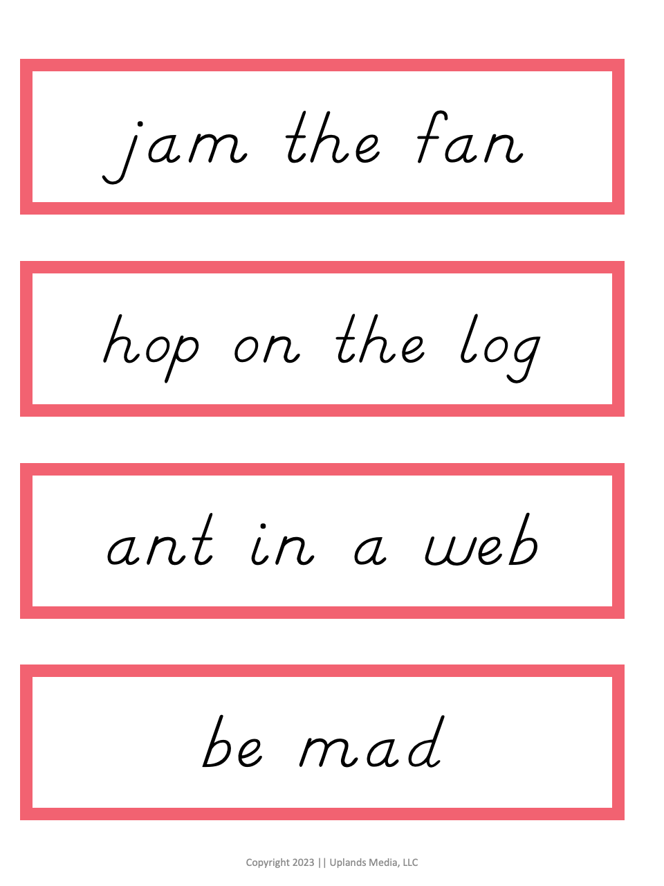[Pink Series] Short Vowel Command Phrase Cards - Printables by Carrots Are Orange