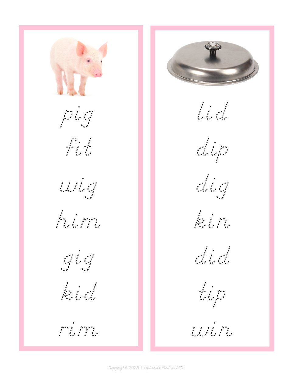 [Pink Series] Short Vowel Word Lists - Printables by Carrots Are Orange