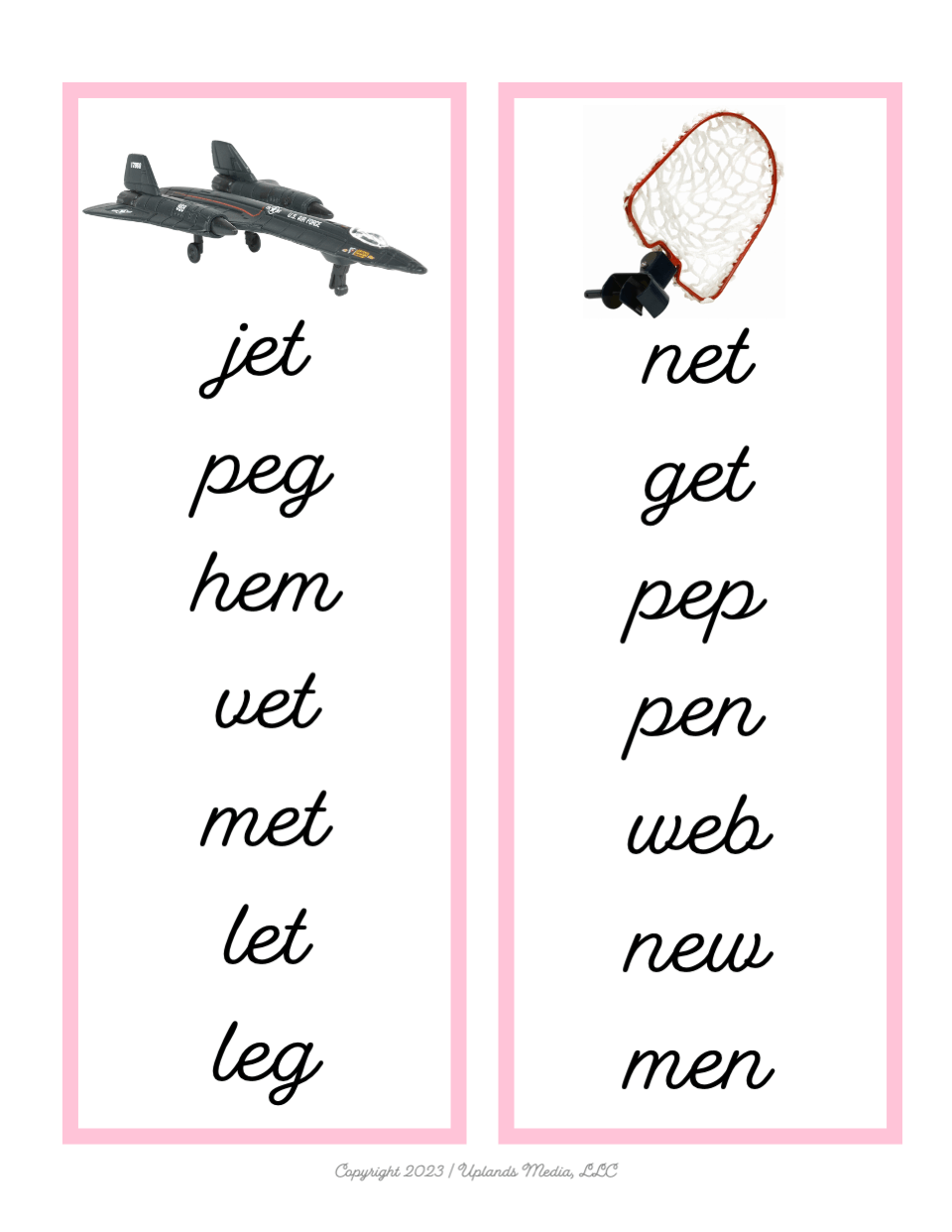 [Pink Series] Short Vowel Word Lists - Printables by Carrots Are Orange