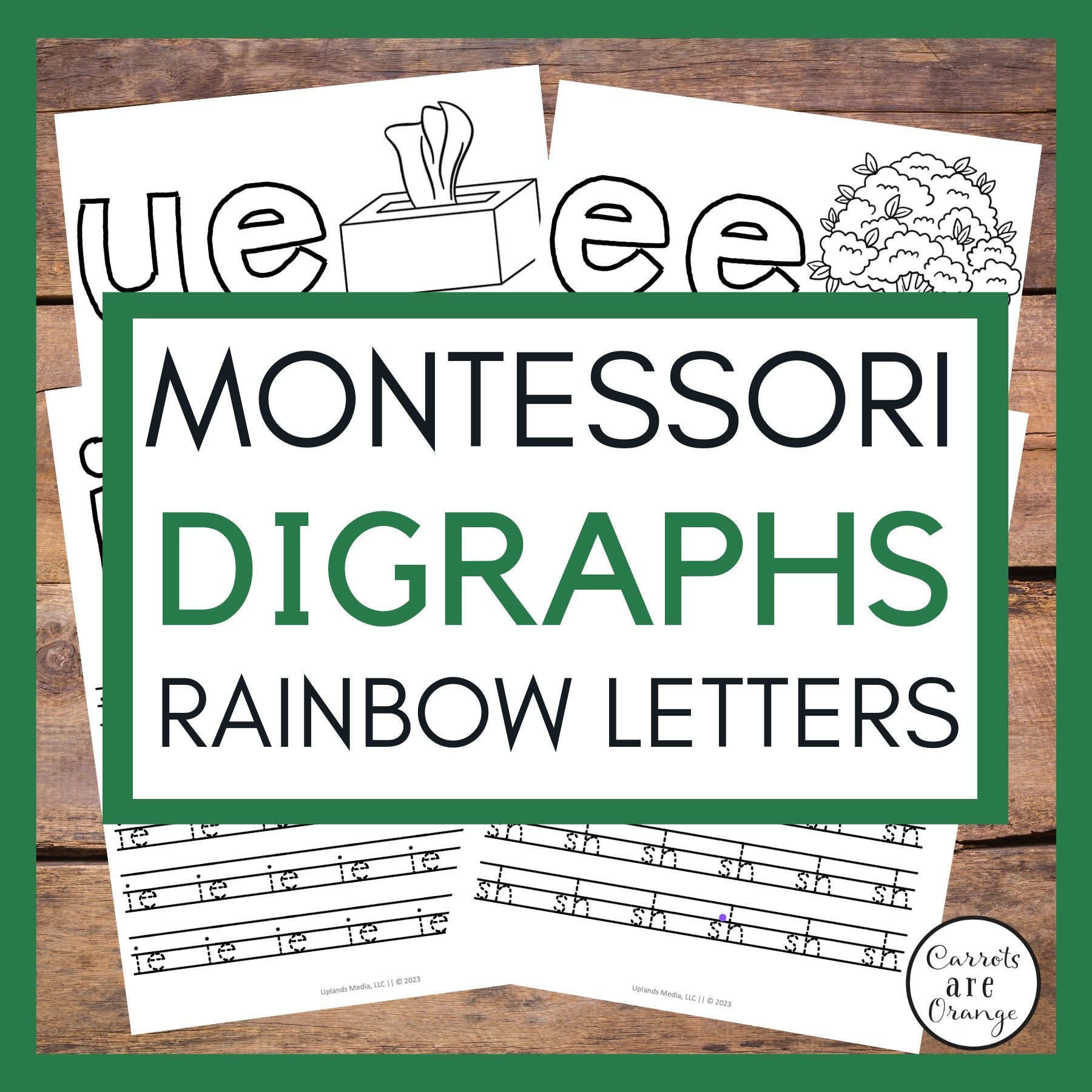 [Rainbow Letters] Digraph - Green Level - Printables by Carrots Are Orange